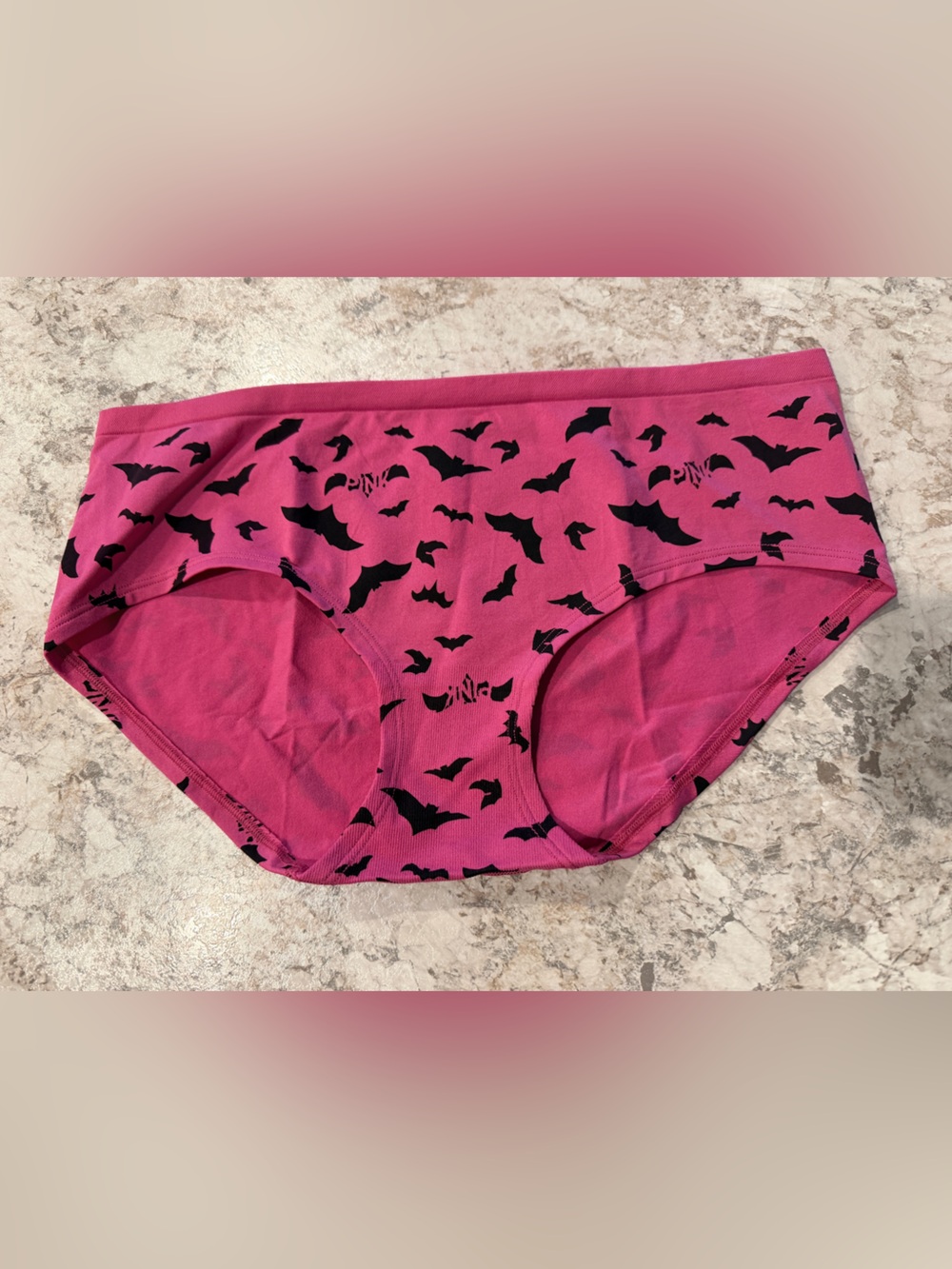 VS PINK Halloween Bats Seamless Hiphugger panty Pink NWT Large